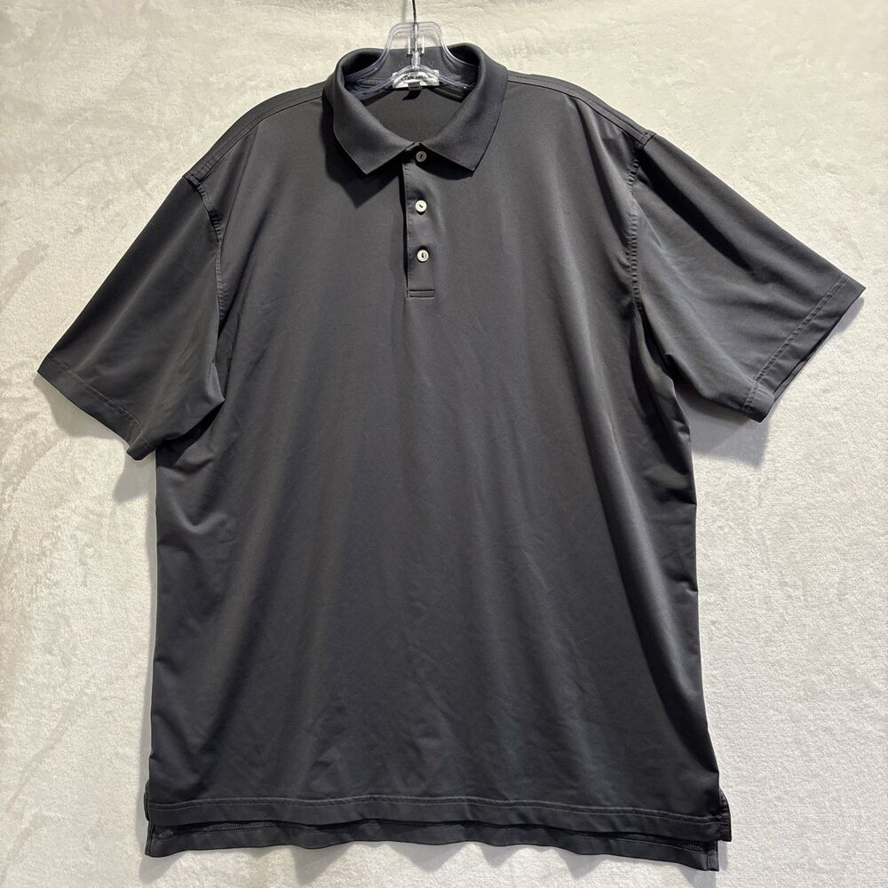 Peter Millar Summer Comfort Golf Polo Shirt Men's Size Large Gray Short Sleeve